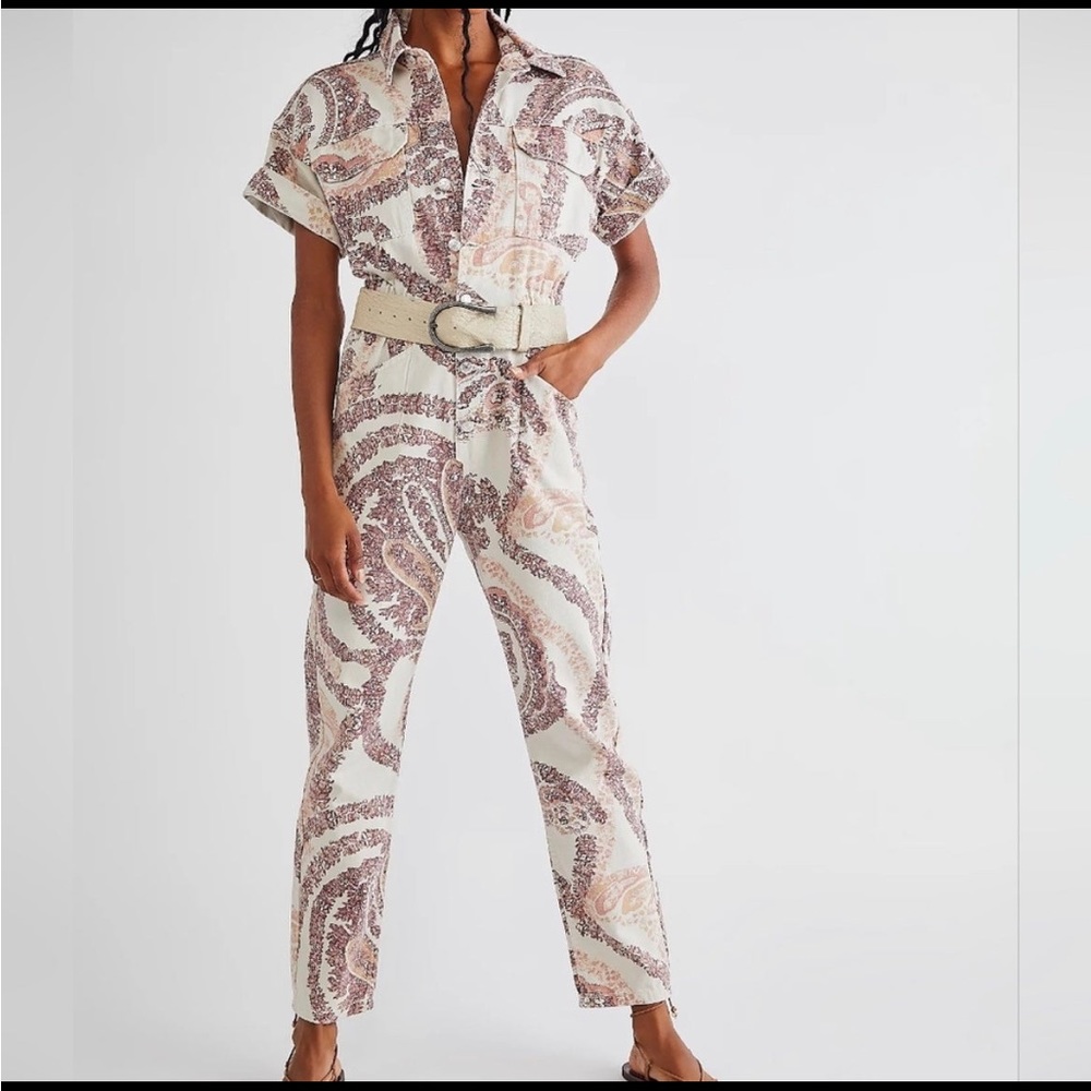 Free people we the free Marci paisley coveralls